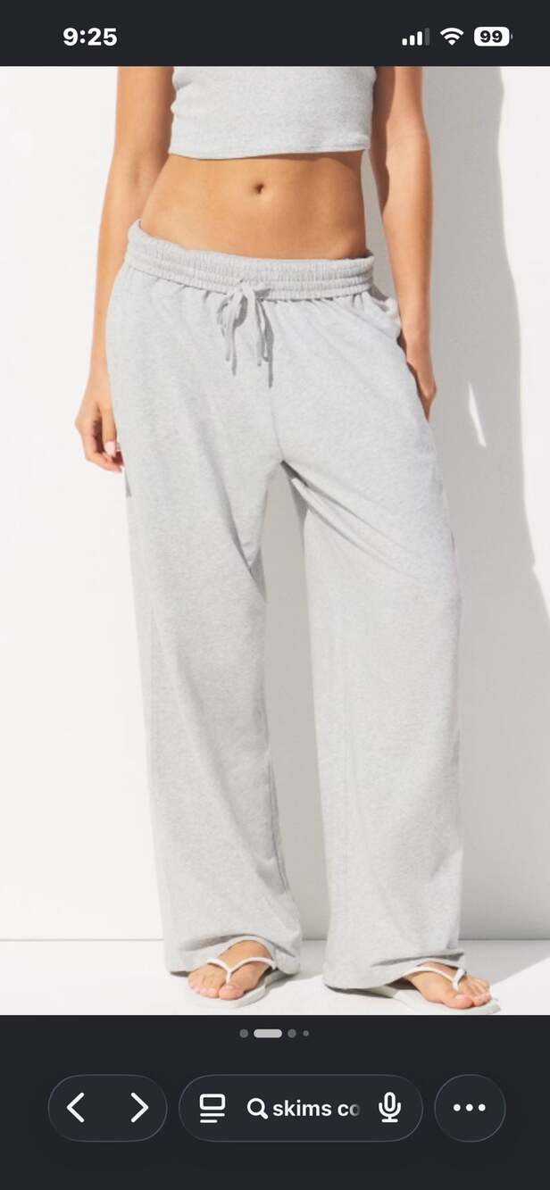 SKIMS Cotton Jersey Wide Leg Pant in Light Heather Grey
